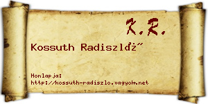 Kossuth Radiszló névjegykártya